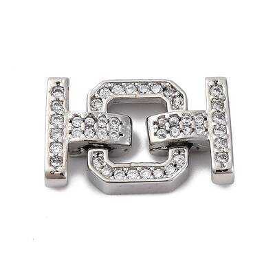 Brass Micro Pave Clear Cubic Zirconia Fold Over Clasps
