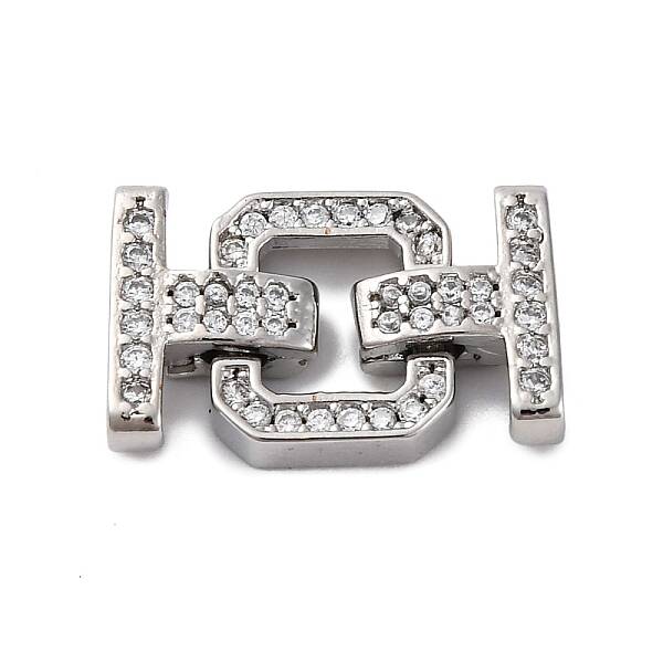 Brass Micro Pave Clear Cubic Zirconia Fold Over Clasps