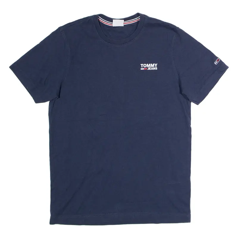TOMMY JEANS Mens T-Shirt Blue Crew Neck S