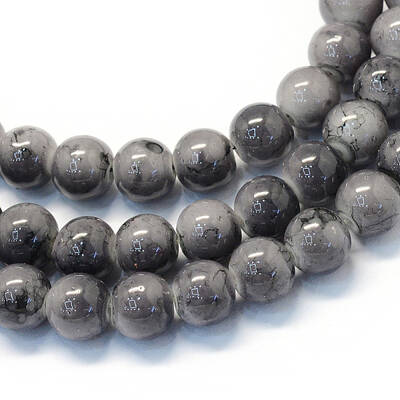 Baking Painted Glass Round Bead Strands