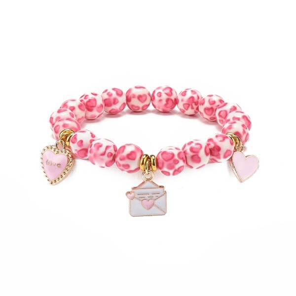 Resin Round Beaded Stretch Bracelet