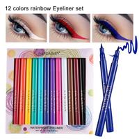 12 Colors Matte Liquid Eyeliner Set Rainbow Colorful Neon Eyeliner Pencil Pigmented Waterproof Smudgeproof Long Lasting Gel E...