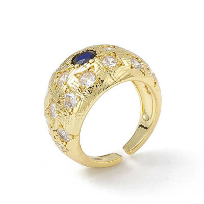 Cubic Zirconia Dome Open Cuff Ring