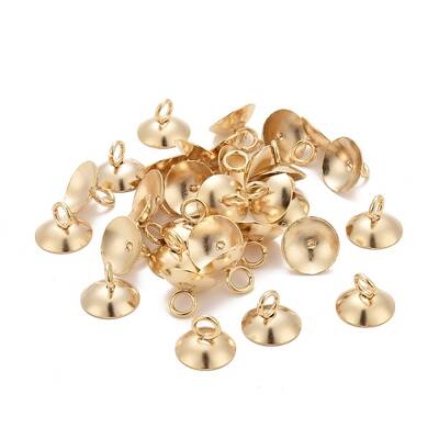 201 Stainless Steel Bead Cap Pendant Bails