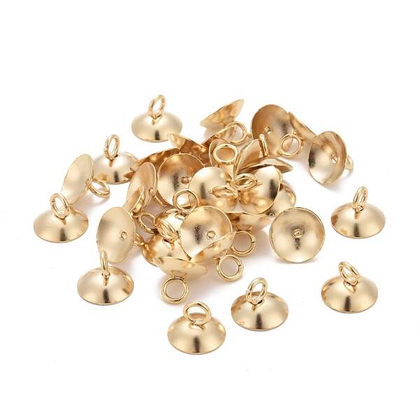 201 Stainless Steel Bead Cap Pendant Bails