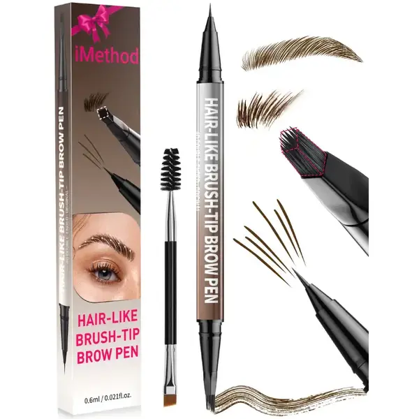 iMethod 4D Brow Pen, 2-in-1 Eyebrow Pencil with Waterproof Microblading and Dual-Ended Eyeliner Brush for Natural Brow Makeup...