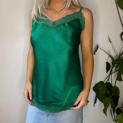 Unbranded Lace Cami Top - XL Green Polyester