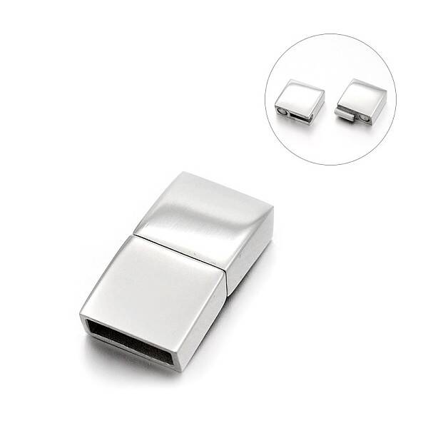 Tarnish Resistant Smooth 304 Stainless Steel Rectangle Magnetic Clasps with Glue-in Ends