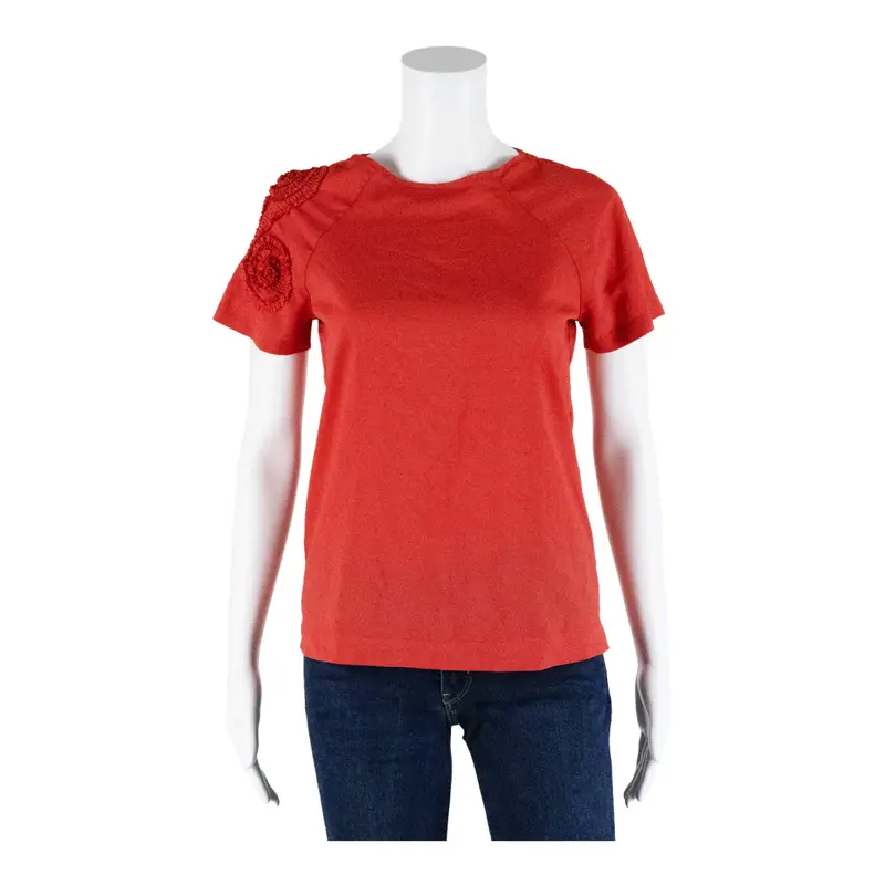 ZARA Basic Top Red Short Sleeve Womens XS