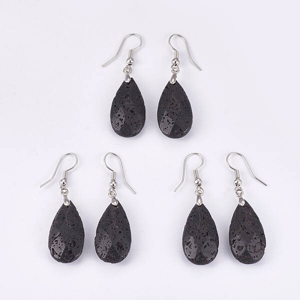 Natural Lava Rock Dangle Earrings