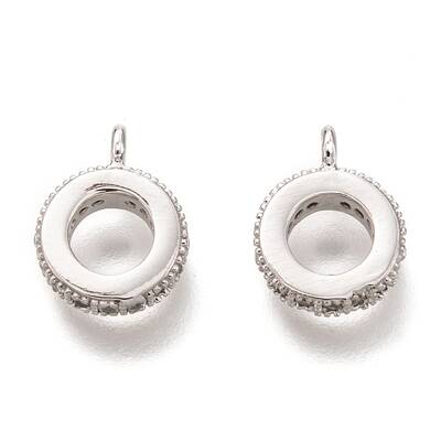 Brass Micro Pave Clear Cubic Zirconia Charms