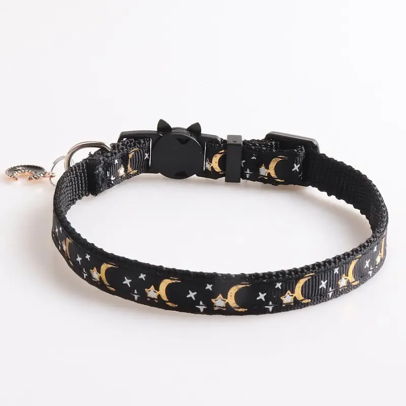 Adjustable Star & Moon Decor Pet Collar, Cute Cat Collar with Pendant, Pet Supplies