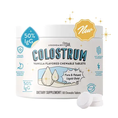 Bovine Colostrum Chewables - 50% IgG - Legendairy Milk - Vanilla Flavor - Daily Gut Health Support - Hair, Skin & Nails - Fit...