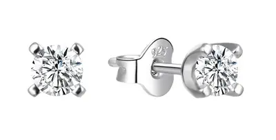 Agato Timeless Silver Stud Earrings AGT-E056PW - Diameter: 0.3 cm