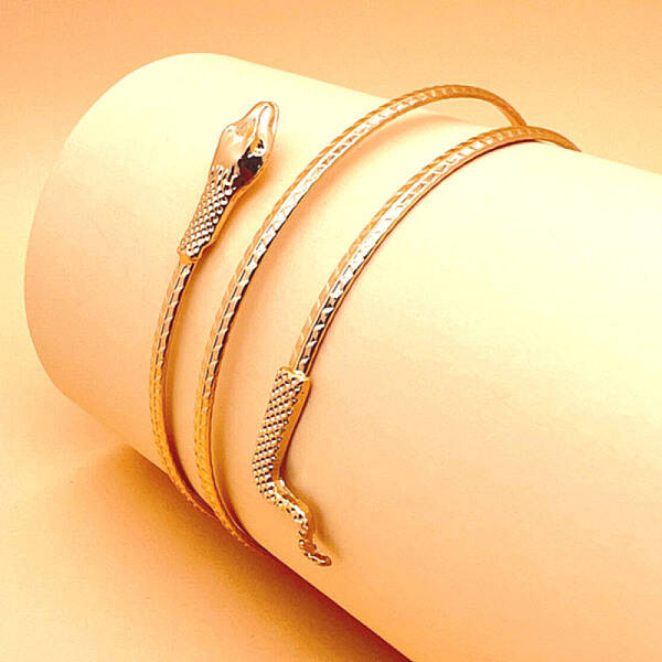 Alloy Upper Arm Open Cuff Bangles for Women
