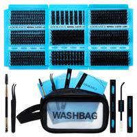 755pcs D Curl Volume Fluffy CLuster lashes Kit, 30D-40D-50D/60D-80D-100D/JH02-JH04-JH08 9 Styles Mixed 10-18mm Individual Las...