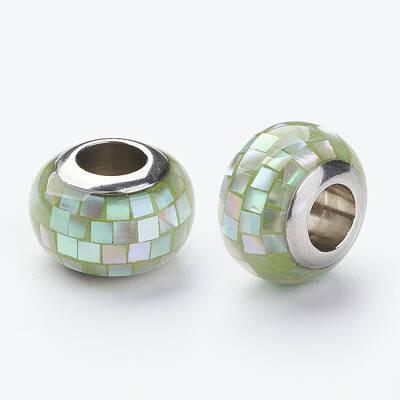 304 Stainless Steel Resin European Beads