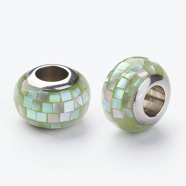 304 Stainless Steel Resin European Beads