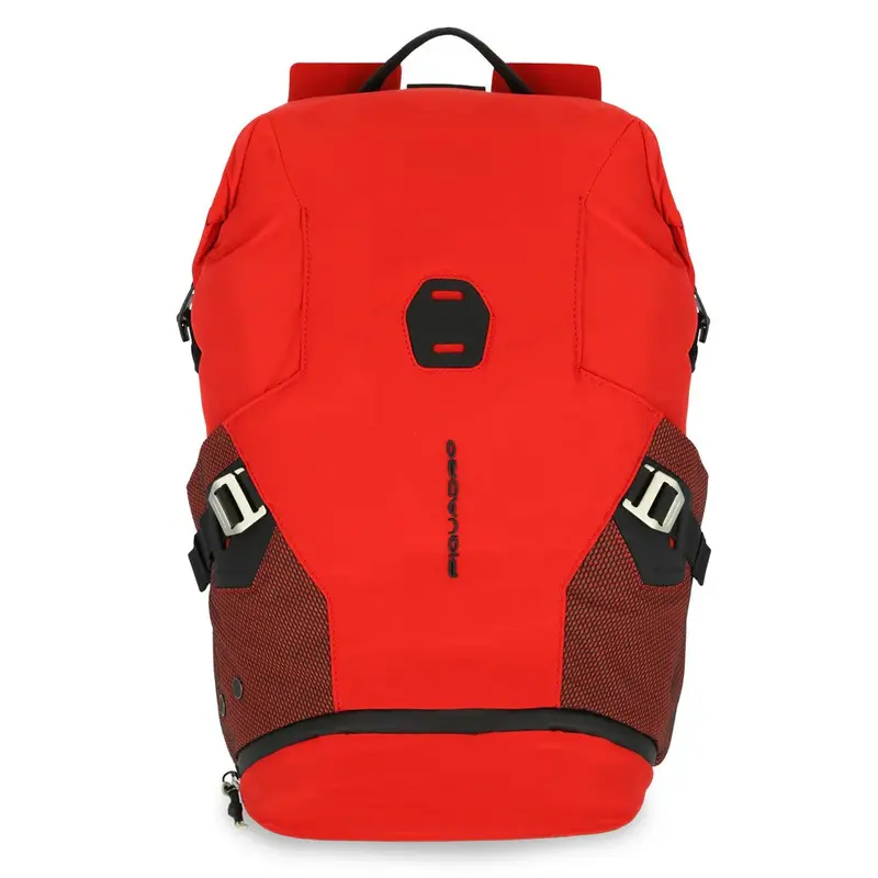 Piquadro, nylon, fabric backpack, red, laptop and ipad keychain, unisex