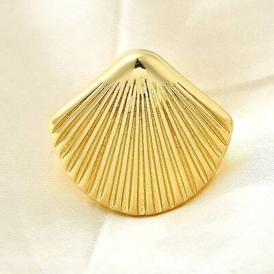Shell Shape Brass Cuff Rings for Women