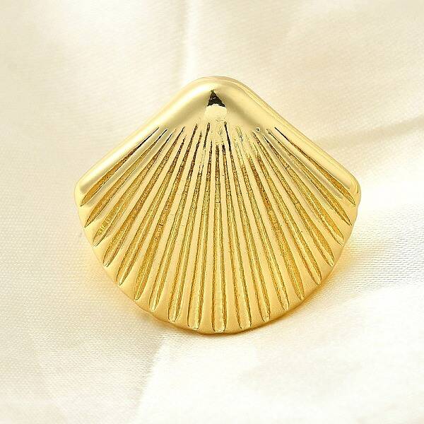 Shell Shape Brass Cuff Rings for Women
