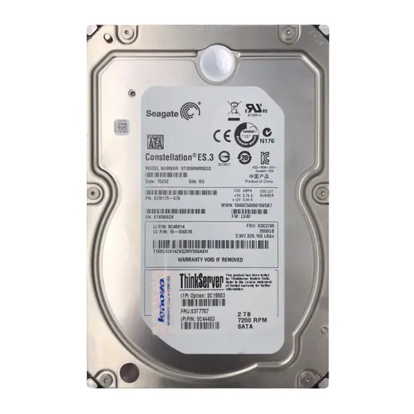 03T7707 Lenovo 2TB 6Gb/s SATA 7200 3.5-inch 128MB Hard Drive