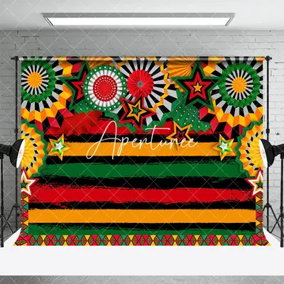 Aperturee Red Yellow Green Stars Black History Month Backdrop, 3X2FT(1MX0.6M), 14 USD, black history month backdrops, DMHD5Y8...