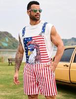 OeyFnbmO 4th of July American Flag Bib Overalls Summer Casual Adjustable Coveralls Memorial Day Romper, Fashion Men's Clothin...