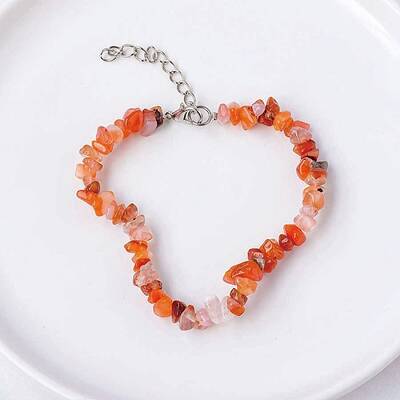 Natural Red Jasper Chips Beaded Bracelet