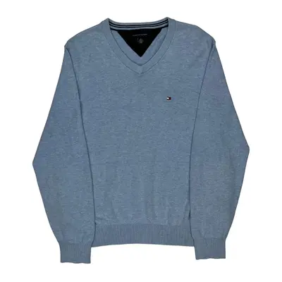 Tommy Hilfiger V-Neck Jumper - Medium Blue Cotton