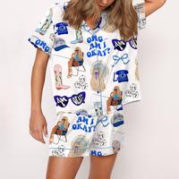 SHESHOW Am I Okay Moroney Silky Satin Pajama Set For Women Print Comfy Satin Sleepwear & Loungewear Pjs Printing Silky Top & ...