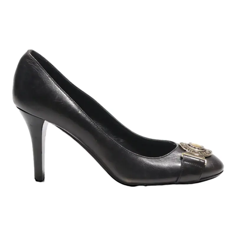 BURBERRY Pump Heels Black Leather Womens UK 6