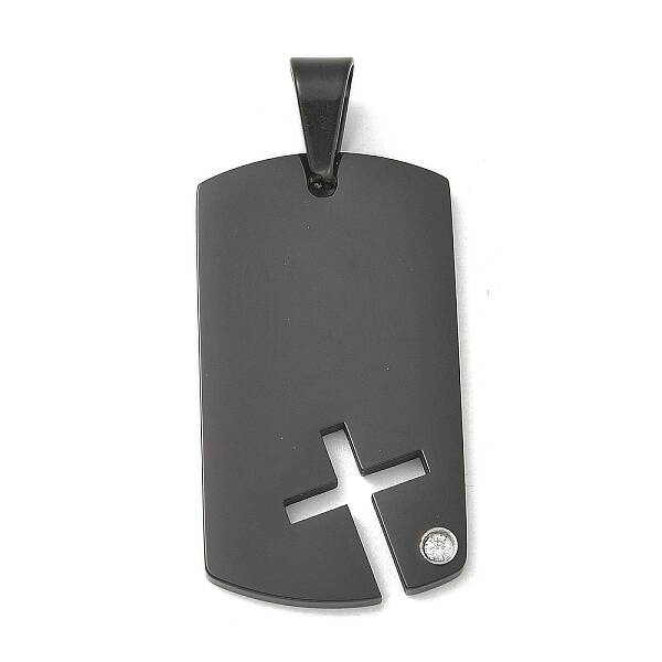 304 Stainless Steel Rhinestone Stamping Blank Tag Pendants