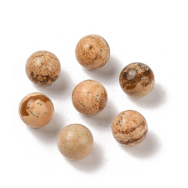 Natural Picture Jasper No Hole Sphere Beads