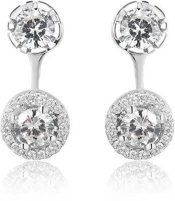 Beneto Double earrings IN silver with crystals AGUP1172
