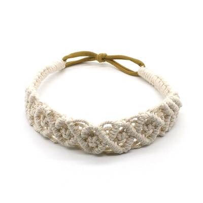Solid Color Hand Braided Cotton Rope Elastic Headband