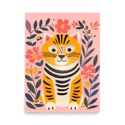 Charming Tiger Bloom - Colorful Poster