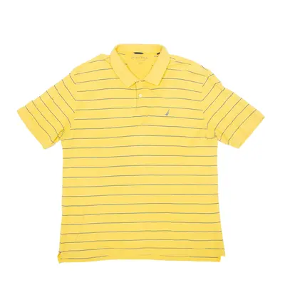 NAUTICA Classic Fit Polo Shirt Yellow Striped Short Sleeve Mens 2XL
