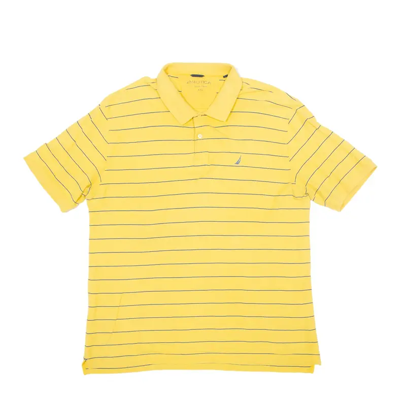 NAUTICA Classic Fit Polo Shirt Yellow Striped Short Sleeve Mens 2XL