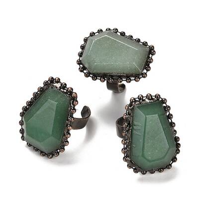 Natural Green Aventurine Open Cuff Ring