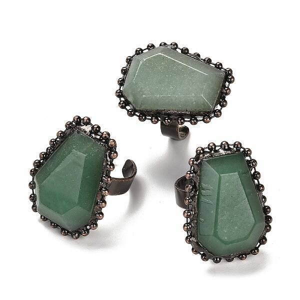 Natural Green Aventurine Open Cuff Ring