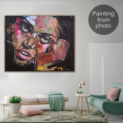 Custom Paintings from Photo Abstract Face Oil Painting Original Figurative Art Modern Hand Painted Art Wall Decor | PAINTING ...