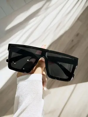 1 Pair Simple Trendy One Piece Flat Top Sunglasses for Everyday Use, Summer Spring Trendy Square Frame Fashion Sunglasses, Tr...