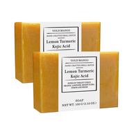 2 BAR PKG Turmeric Kojic Acid Soap - Gold Mango Kojic Acid Dark Spot Remover Soap Bars with Vitamin C, Collagen, Turmeric Com...
