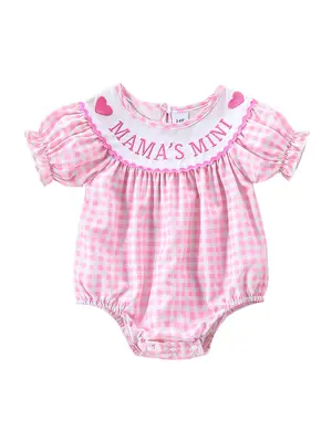 Infant Summer Grid Romper Baby girls' Short Sleeve Cute Oe-pieces Babygirl Clothes Clothing Products