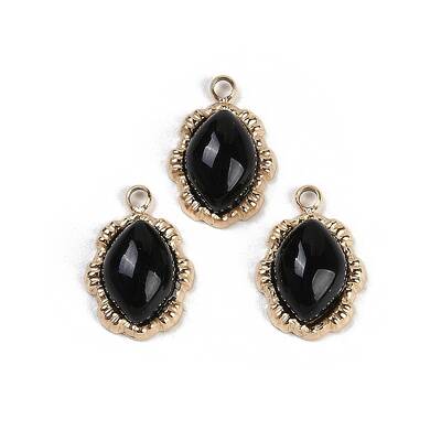 Natural Black Onyx(Dyed & Heated) Oval Charms