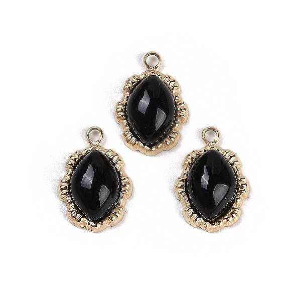 Natural Black Onyx(Dyed & Heated) Oval Charms