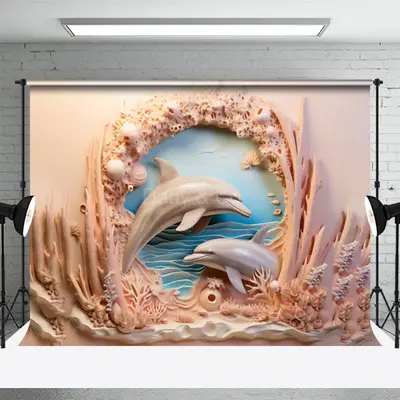 Dolphin With Plants Sea Birthday Backdrop For Photo - Aperturee