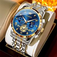 OLEVS Men Watch Analog Chronograph Stainless Steel Watches Day-Night Indicator Waterproof Luminous 2859