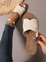 Women's Fashionable Plain Color Sandals, Casual Comfortable Flat Sandals for Beach Vacation, All-match Commuter Shoes for Wor...